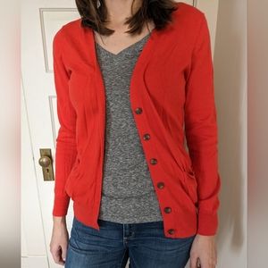 Cotton/Cashmere Blend Orange Cardigan